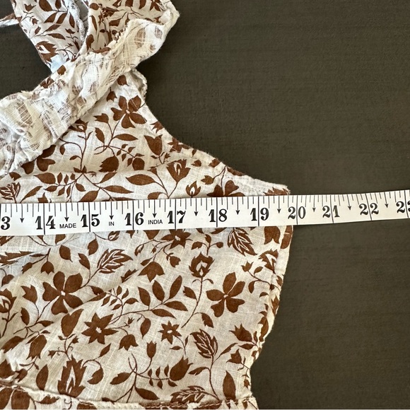 Old Navy Floral Flutter Sleeve V-Neck Tiered Peasant Top Cream Brown Size L - Picture 11 of 14